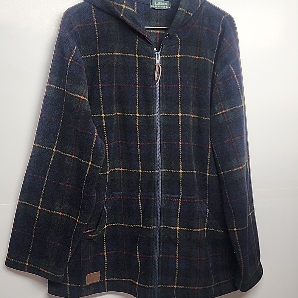 Vintage LAUREN RALPH LAUREN Plaid Hooded Jacket Front Pockets Comfortable Unisex